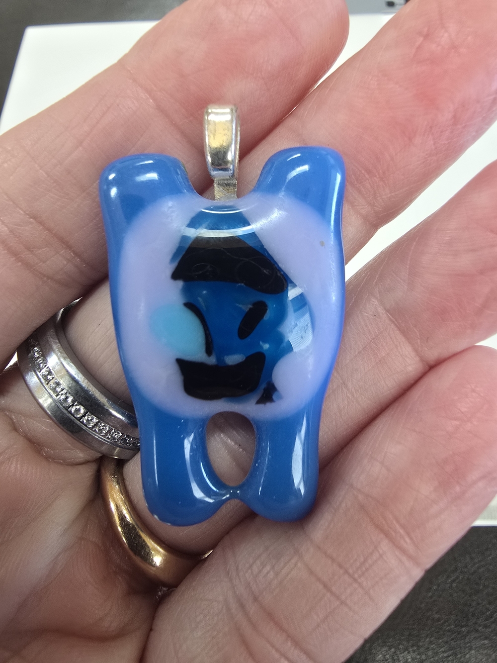 Blue Glass Pendant Necklace - Handcrafted Blue Charm